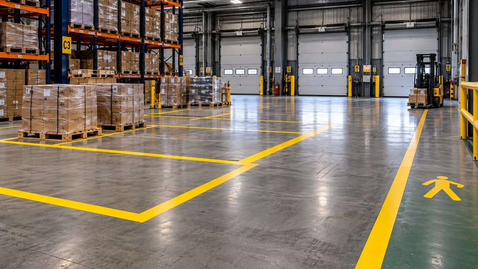 Warehouse loading and staging area floor markings