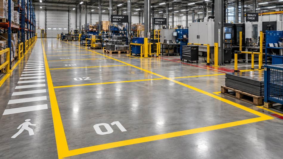 Bespoke factory work area and warehouse floor markings
