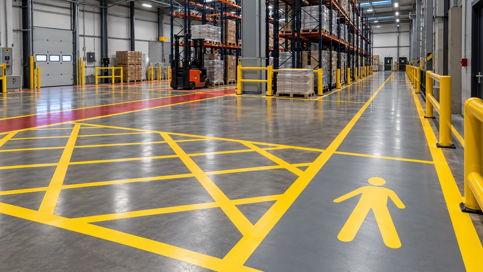 Warehouse keep clear, hazard and exclusion zone markings
