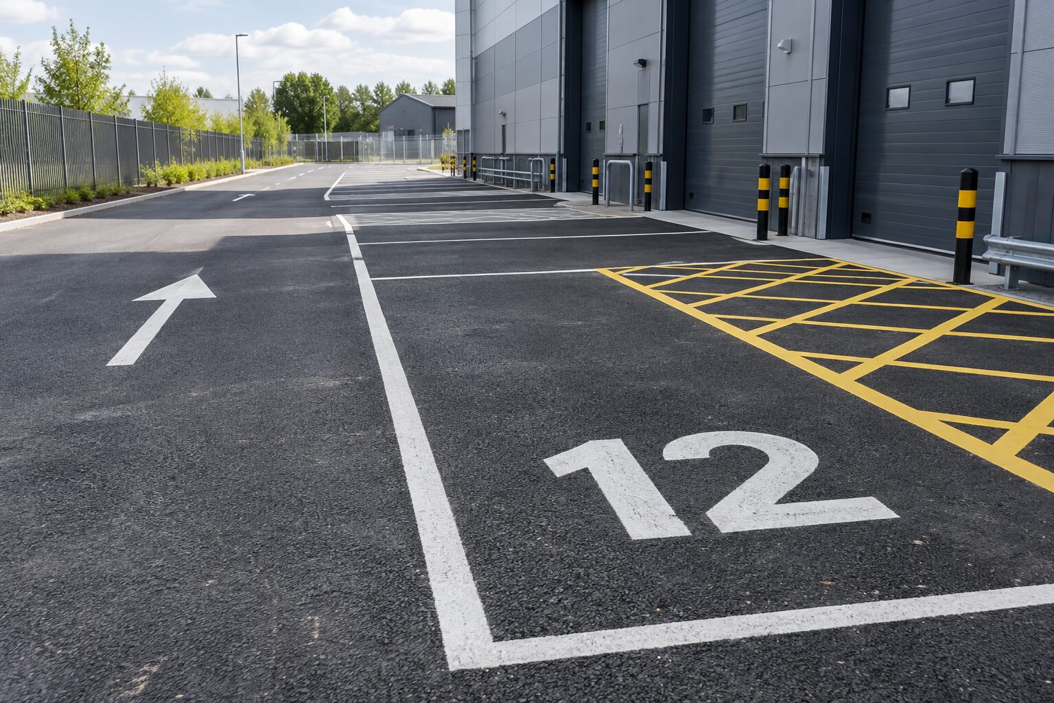 Bespoke commercial road symbols numbers and site markings