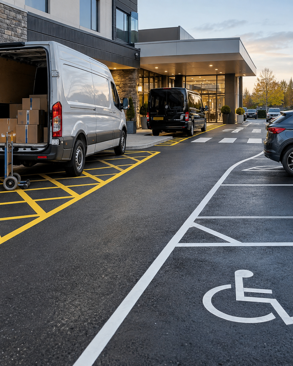 Loading, drop-off and priority area markings by Ulteum Marking